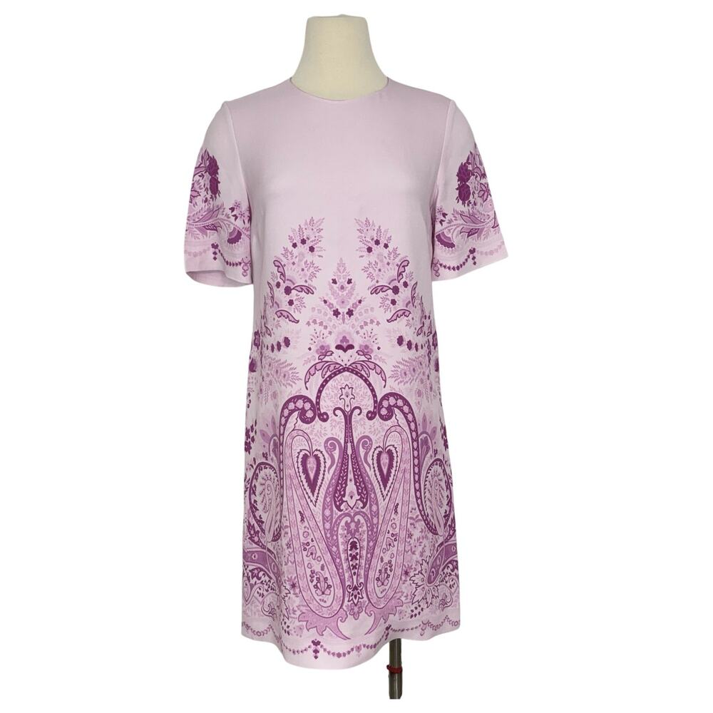 ETRO Printed Paisley Shift Dress Knee Length Lilac Light Purple IT 42 (US 6)